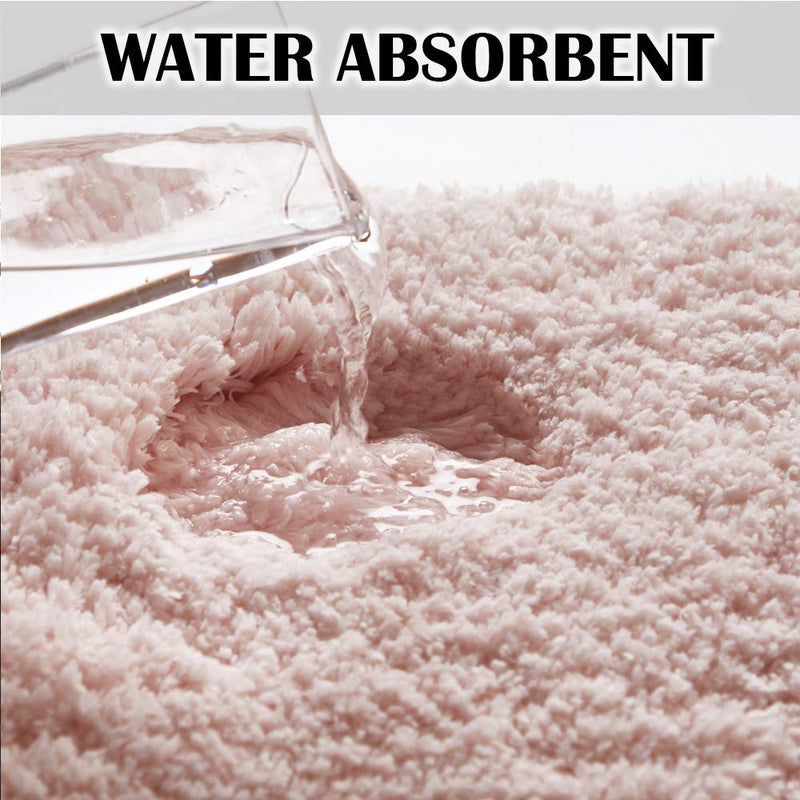 Suchtale Bathroom Contour Rug Non Slip Bath Mat Water Absorbent Soft Microfiber Shaggy Bathroom Mat Machine Washable Bath Rug for Bathroom Thick Plush U Shape Toilet Rug (20 x 24, Dusty Pink) - Image 4